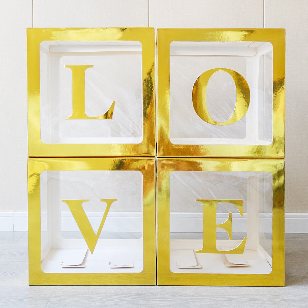 1 Set Transparent DIY Balloon Boxes 12" Gold