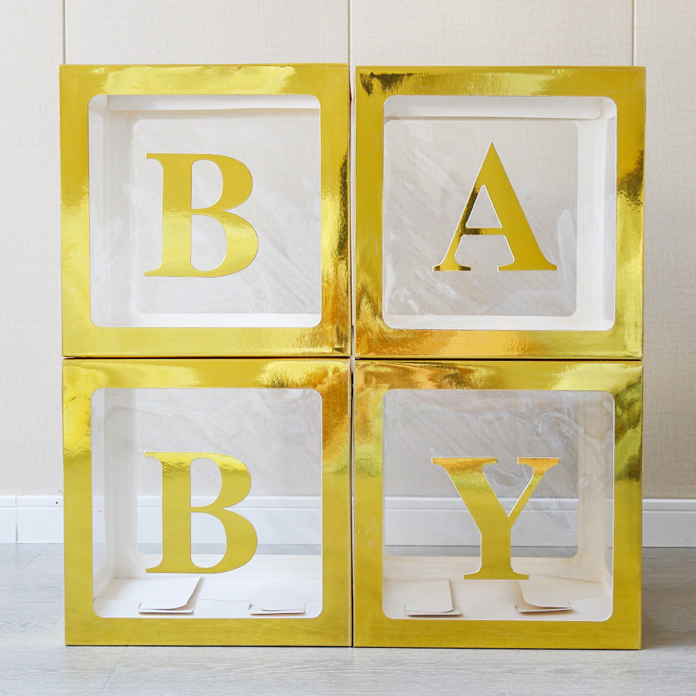 1 Set Transparent DIY Balloon Boxes 12" Gold