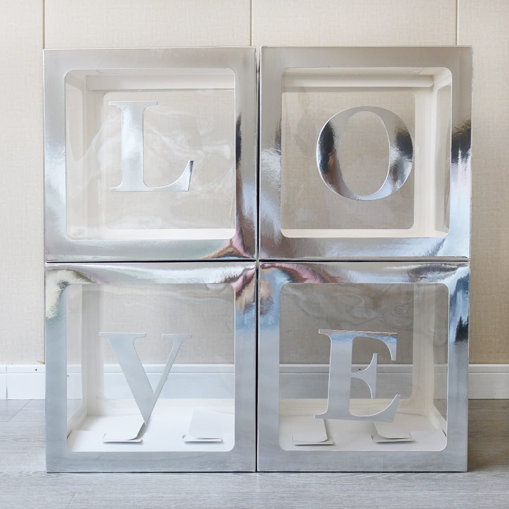1 Set Transparent DIY Balloon Boxes 12" Silver