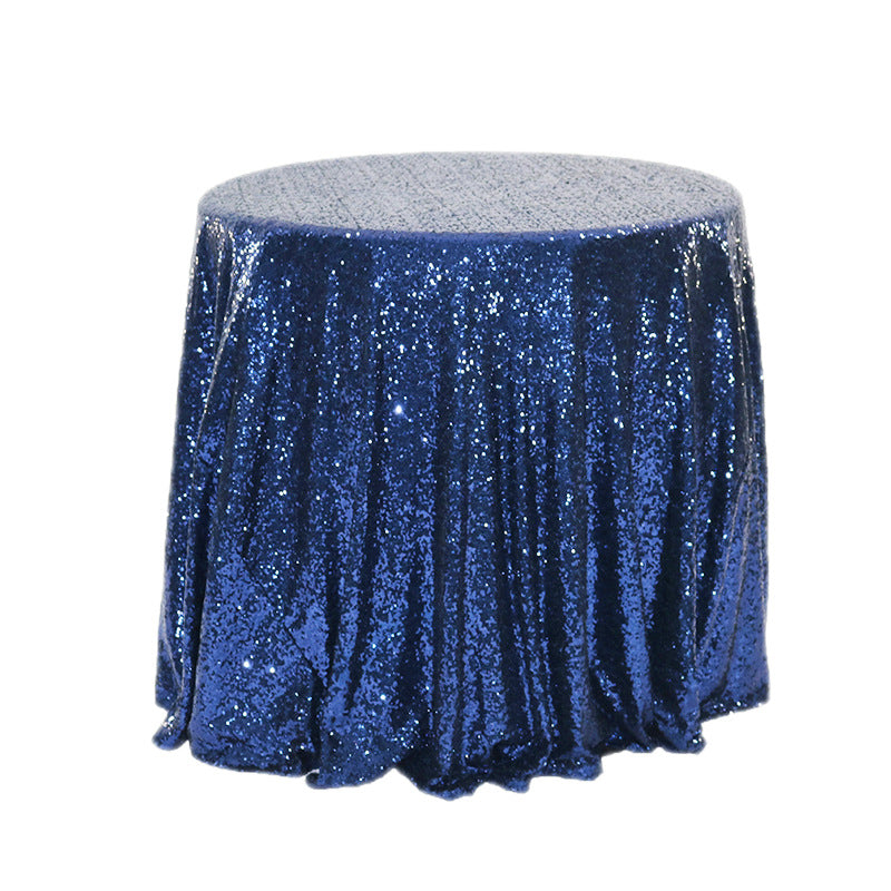 Sequin Round Tablecloth 120" Dark Blue