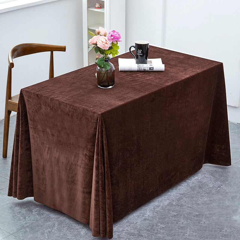 Gold Velvet Rectangular Tablecloth 90"x132" Dark Coffee