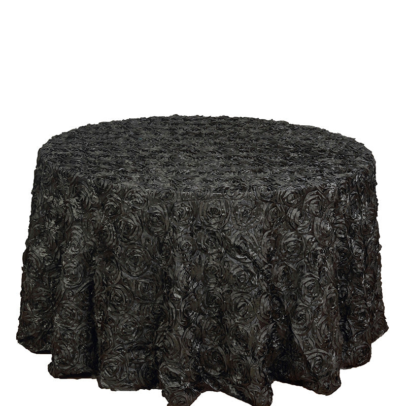 Satin Round Tablecloth 130" Dark Gray