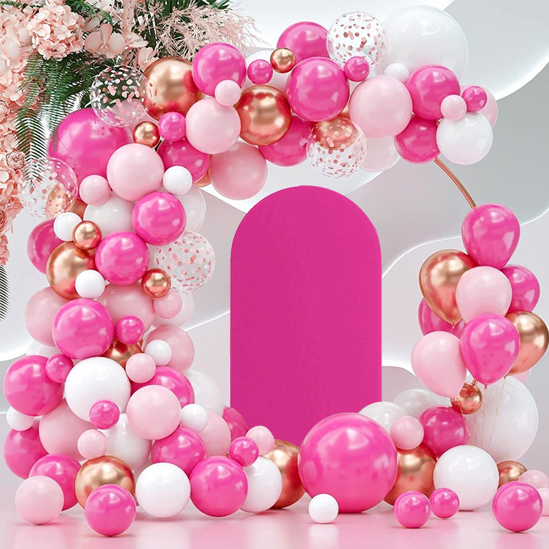 Dark Pink Polyester Wedding Arch Cover