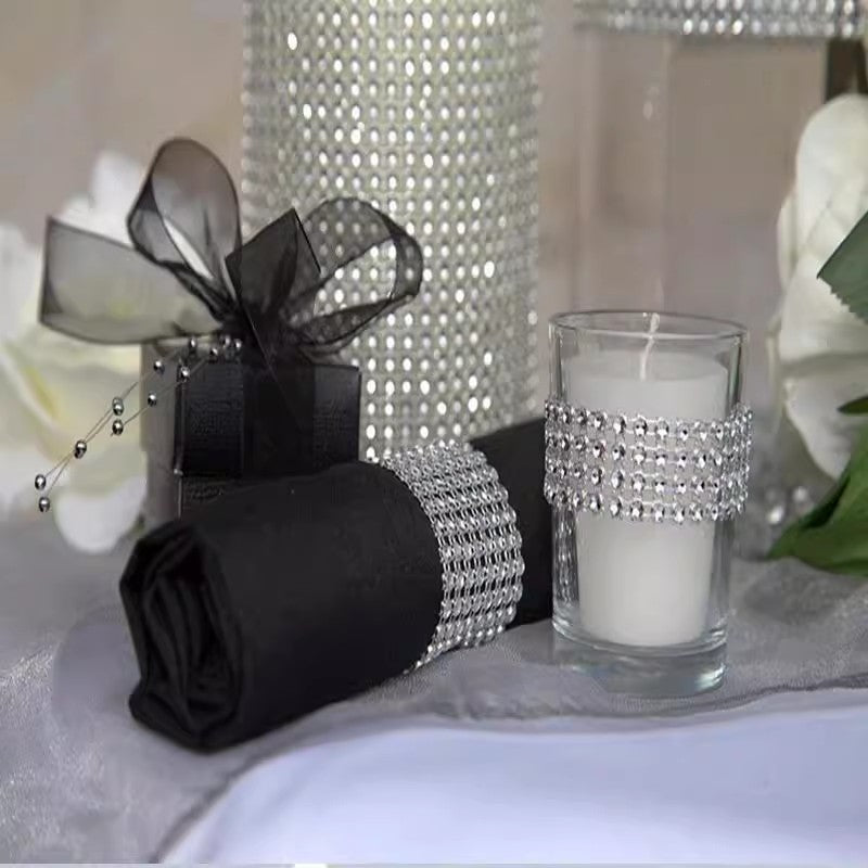 Diamond Rhinestone Ribbon Wrap Roll 5"x10 Yards Shiny Gold