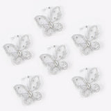 12 Pc Diamond Studded Wired Organza Butterflies 2" White