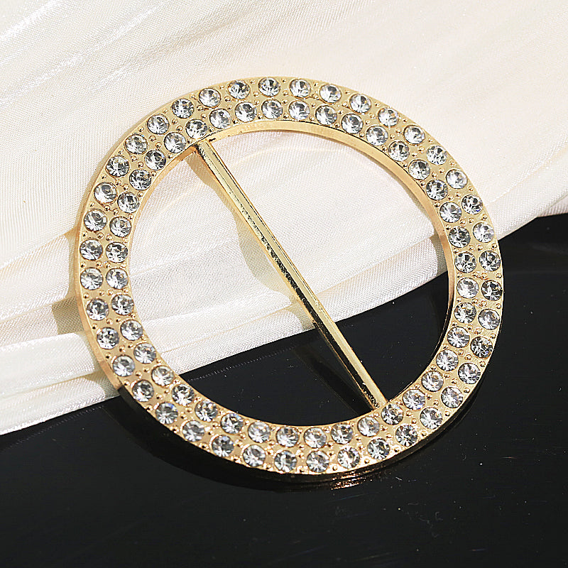 20 Pc Diamond Circle Chair Sash Band Buckle Pin 2.5" Gold