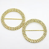 20 Pc Diamond Circle Chair Sash Band Buckle Pin 2.5" Gold