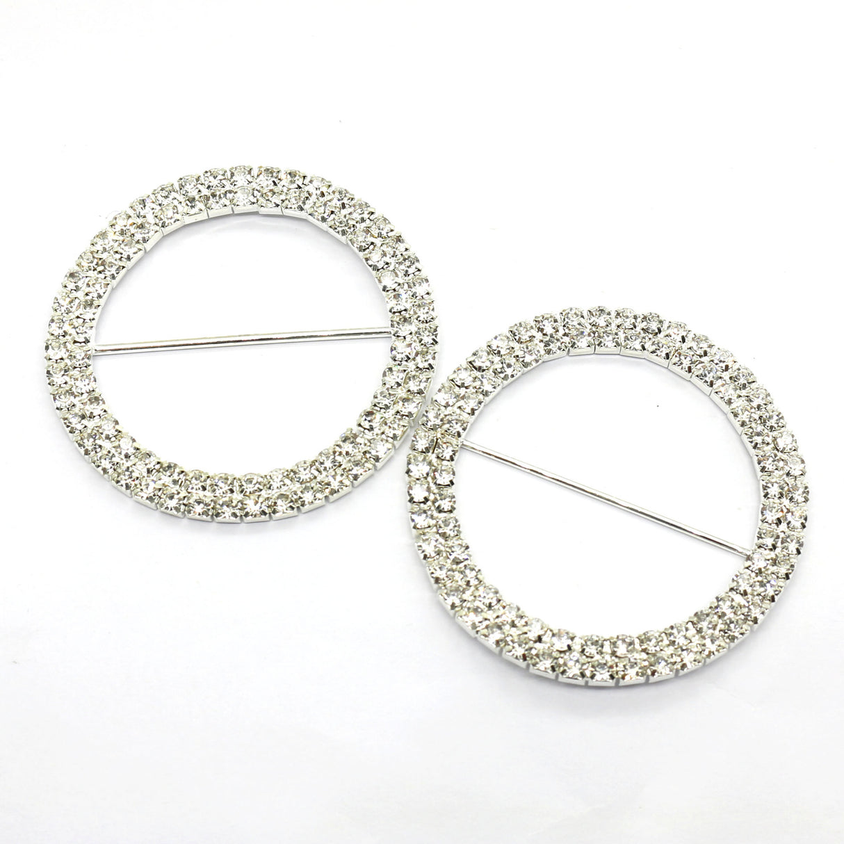 20 Pc Diamond Circle Chair Sash Band Buckle Pin 2.5" Silver