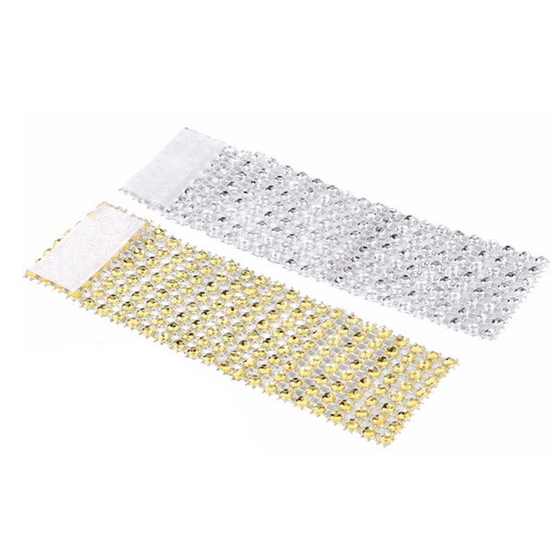 10 Pc Diamond Rhinestone Napkin Rings Gold