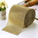 Diamond Rhinestone Ribbon Wrap Roll 5"x10 Yards Shiny Gold