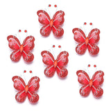12 Pc Diamond Studded Wired Organza Butterflies 2" Red