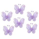 12 Pc Diamond Studded Wired Organza Butterflies 2" Purple