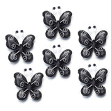 12 Pc Diamond Studded Wired Organza Butterflies 2" Black