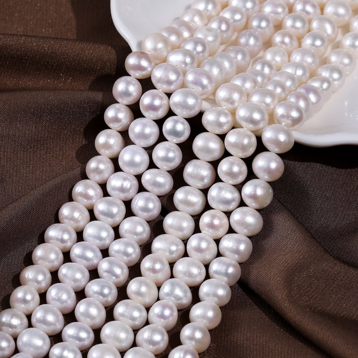 Faux Pearl Beads Vase Fillers 13 Yards White