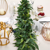 Real Touch Green Artificial Willow and Frond Leaves Garland Vine 3ft