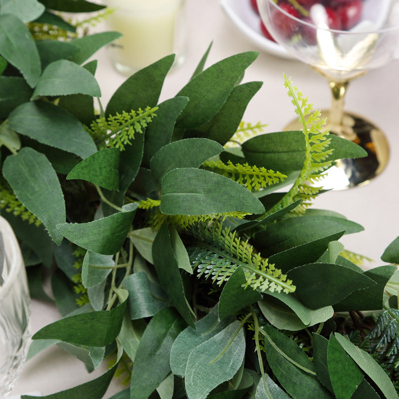 Real Touch Green Artificial Willow and Frond Leaves Garland Vine 3ft