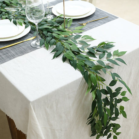 Green Real Touch Artificial Willow Leaf Garland, Flexible Vine 5ft