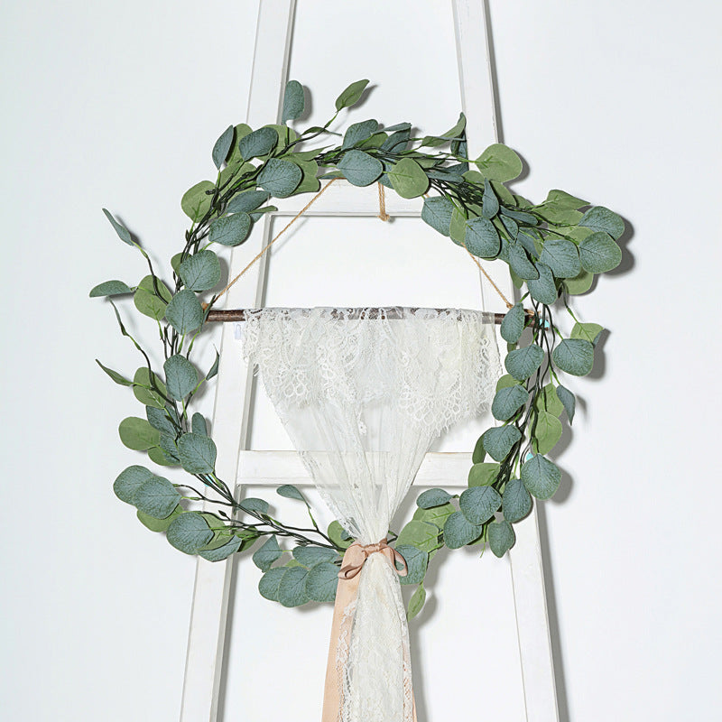 Frosted Green Artificial Silk Eucalyptus Leaf Garland Vine 6.5ft