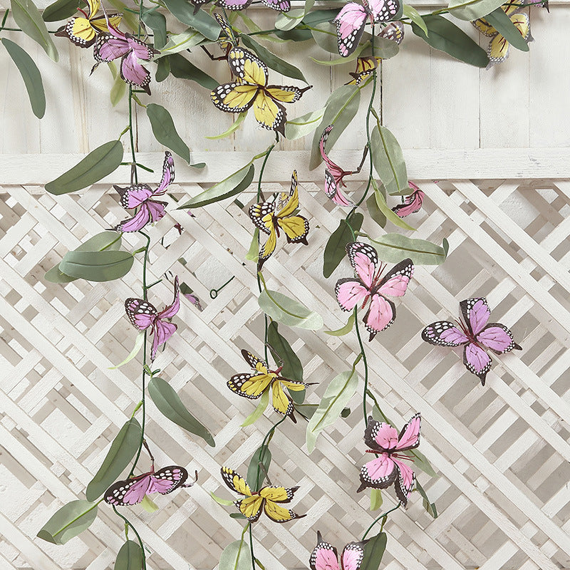 3 Pc Faux Butterfly Flowers Garland Artificial Garland Vines 6ft