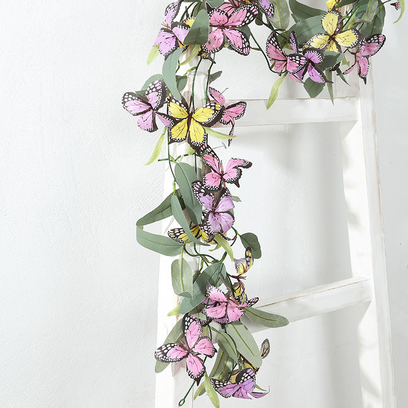3 Pc Faux Butterfly Flowers Garland Artificial Garland Vines 6ft