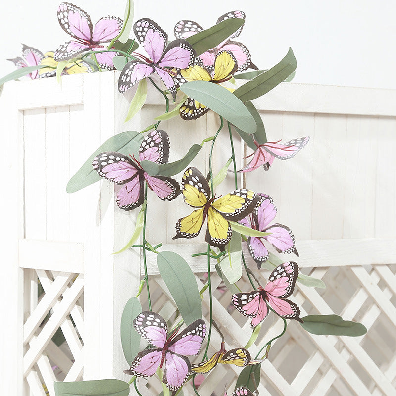 3 Pc Faux Butterfly Flowers Garland Artificial Garland Vines 6ft