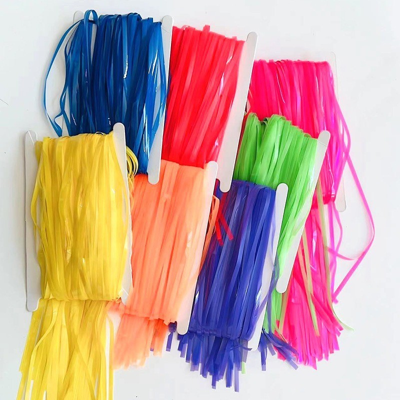 4 Pack Maca Foil Fringe Curtain Party Backdrop 3.3x6.6 Ft Fluorescent Light Blue