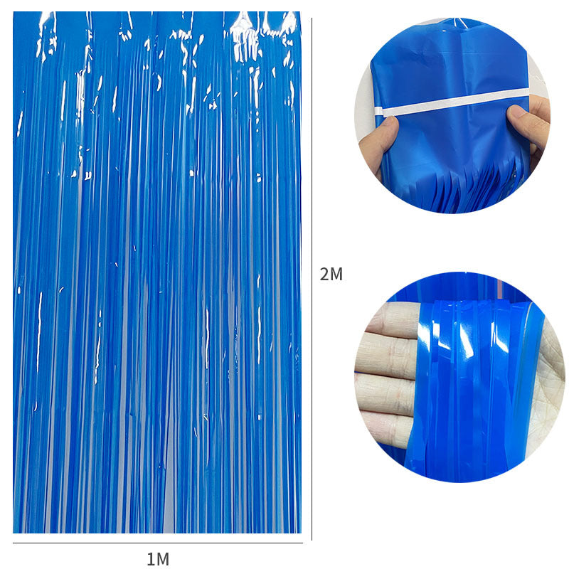 4 Pack Maca Foil Fringe Curtain Party Backdrop 3.3x6.6 Ft Fluorescent Light Blue