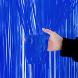 4 Pack Maca Foil Fringe Curtain Party Backdrop 3.3x6.6 Ft Fluorescent Royal Blue
