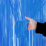 4 Pack Maca Foil Fringe Curtain Party Backdrop 3.3x6.6 Ft Fluorescent Light Blue