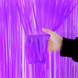 4 Pack Maca Foil Fringe Curtain Party Backdrop 3.3x6.6 Ft Fluorescent Purple