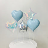 2 Sets Heart Star Foil Balloon Column Stand Kit Blue