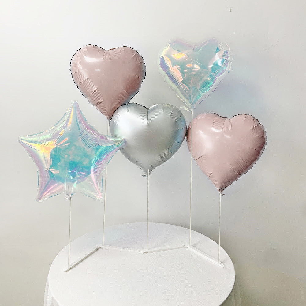2 Sets Heart Star Foil Balloon Column Stand Kit Pink