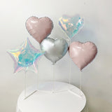 2 Sets Heart Star Foil Balloon Column Stand Kit Pink