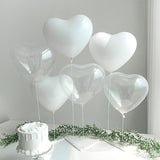 2 Sets Heart Latex Balloon Column Stand Kit Transparent White