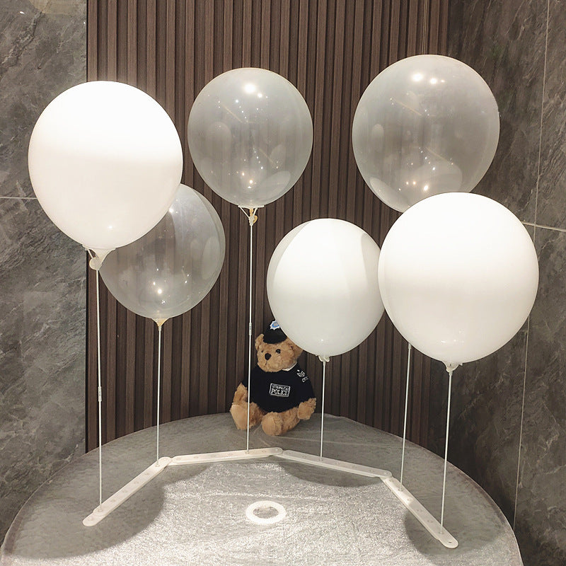 2 Sets Latex Balloon Column Stand Kit Transparent White
