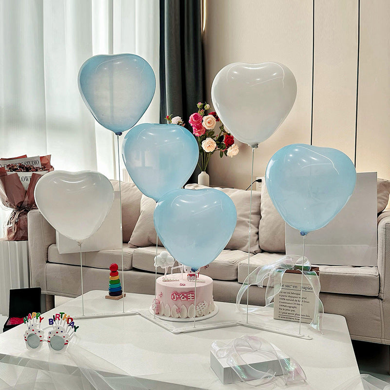 2 Sets Heart Latex Balloon Column Stand Kit Maca Blue White