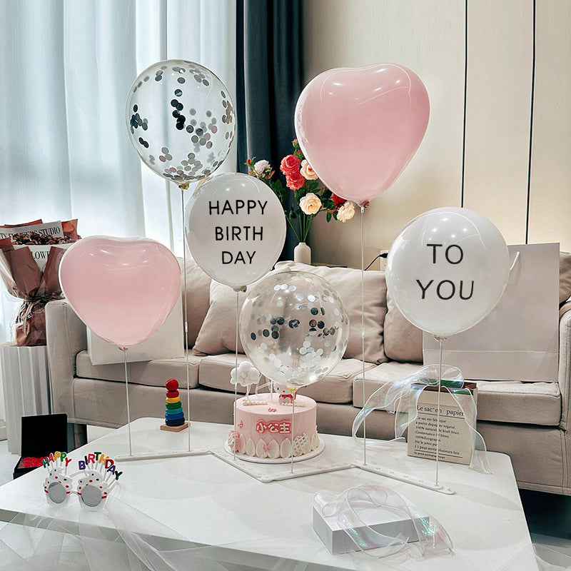 2 Sets Latex Balloon Column Stand Kit Maca Pink