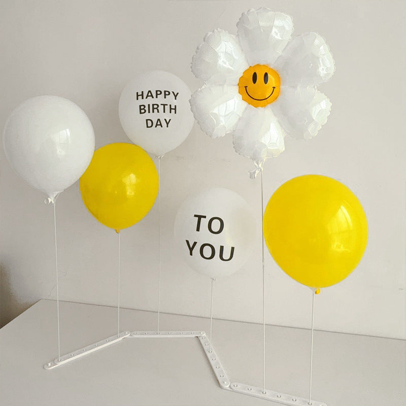 2 Sets Latex Balloon Column Stand Kit Yellow White