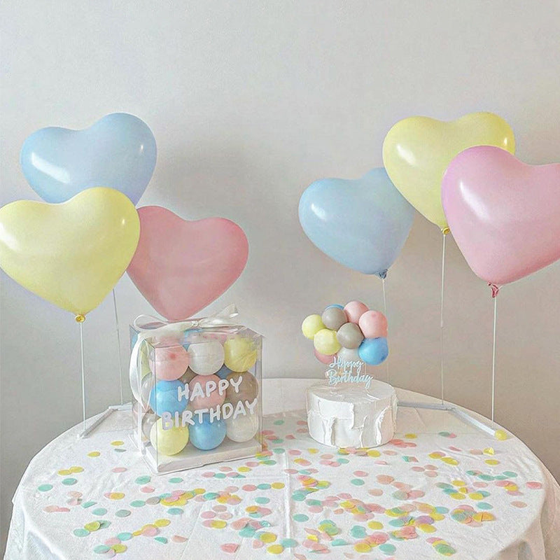2 Sets Heart Foil Balloon Column Stand Kit Colorful