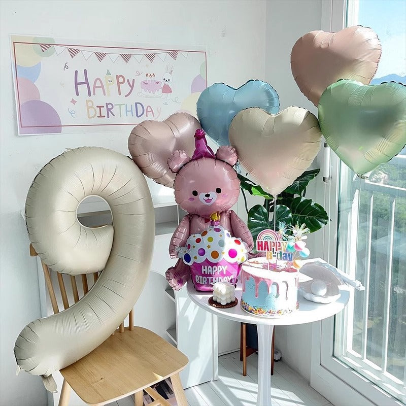 2 Sets Heart Foil Balloon Column Stand Kit Colorful
