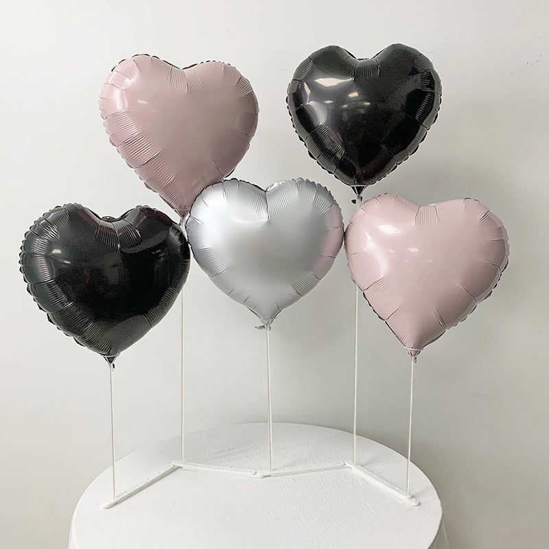2 Sets Heart Foil Balloon Column Stand Kit Black Pink