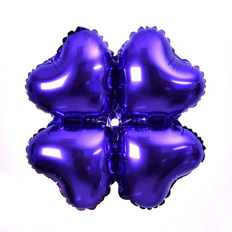 10 Pc Purple Four Leaf Clover Shaped Mylar Foil Balloons 16"