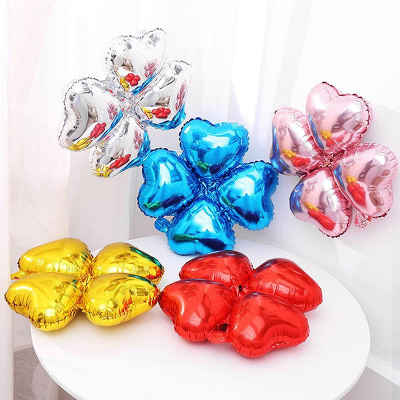 10 Pc Silver Four Leaf Clover Shaped Mylar Foil Balloons 16"