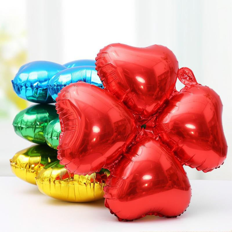 10 Pc Silver Four Leaf Clover Shaped Mylar Foil Balloons 16"