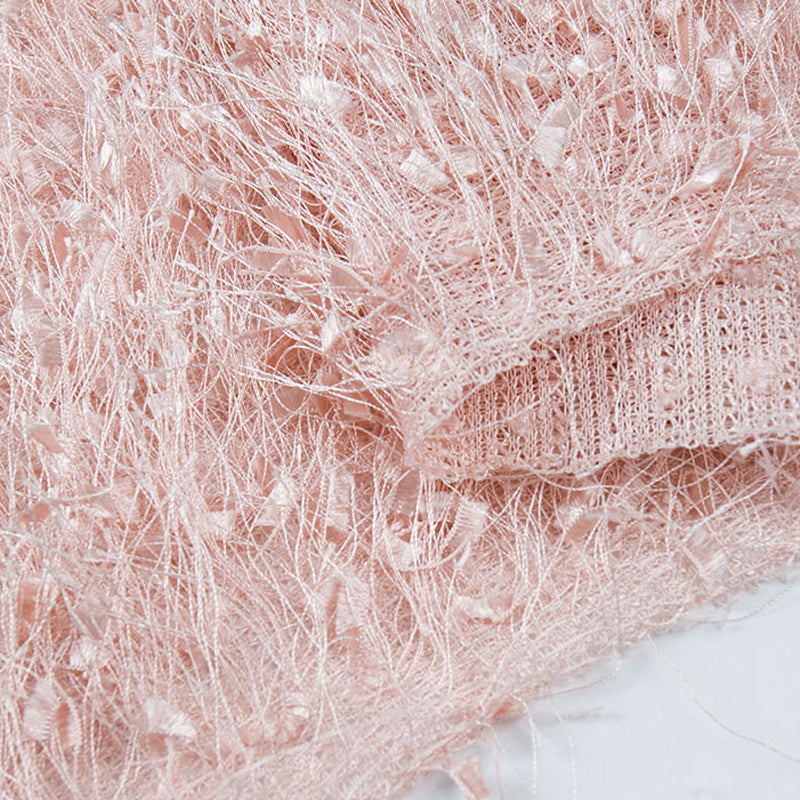 Fringe Shag Polyester Backdrop Drape Curtain 5ftx10ft Pink