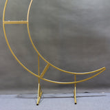 Gold Metal Half Crescent Moon Wedding Arch Flower Stand 7.38ft