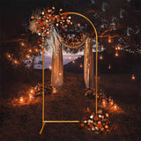 Set of 4 Gold Metal Wedding Arch Backdrop Stand Floral Display Frame With Round Top