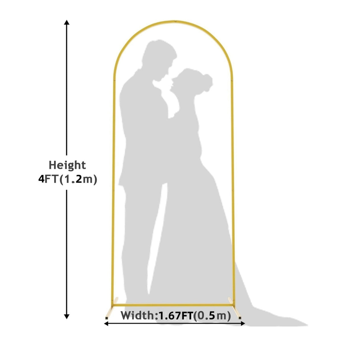 Gold Metal Wedding Arch Chiara Backdrop Stand Floral Display Frame With Round Top 4ft