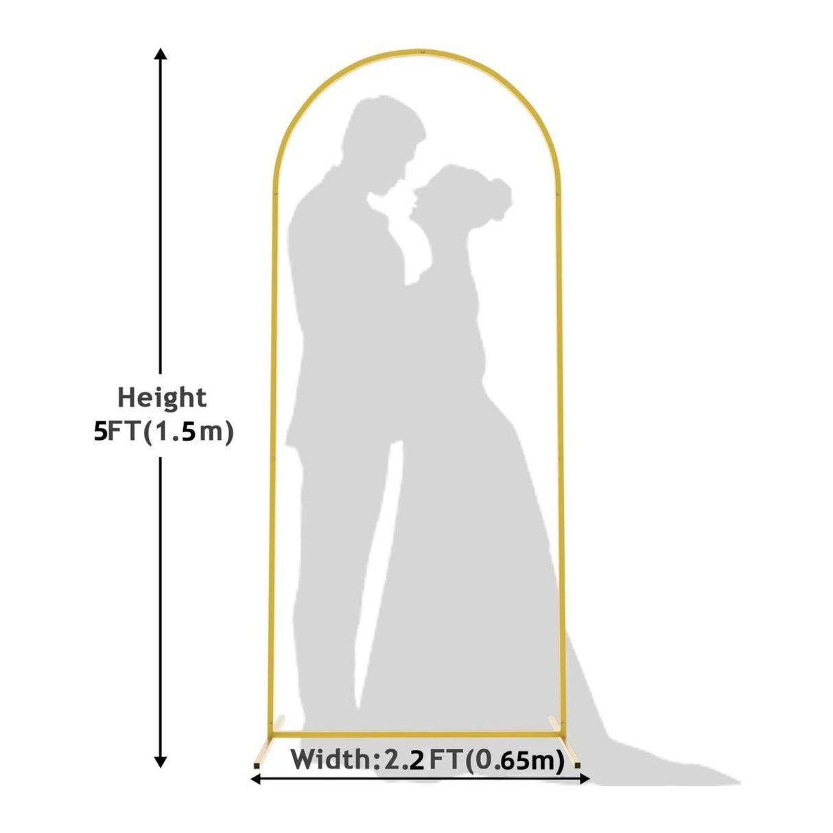 Gold Metal Wedding Arch Chiara Backdrop Stand Floral Display Frame With Round Top 5ft