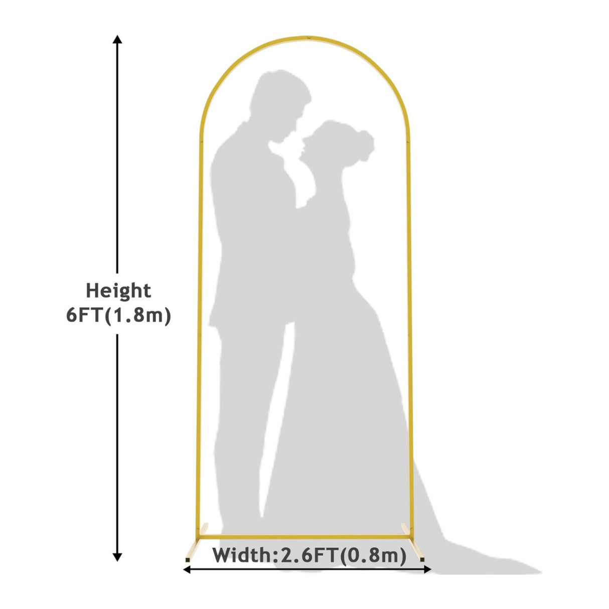 Gold Metal Wedding Arch Chiara Backdrop Stand Floral Display Frame With Round Top 6ft